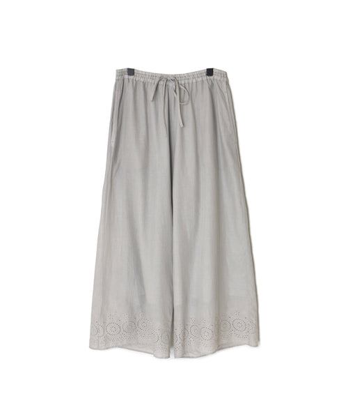 INSL26345 80s VOILE PLAIN WITH CUT WORK LACE EASY PANTS