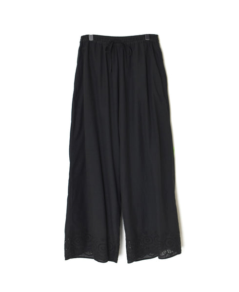 INSL26345 80s VOILE PLAIN WITH CUT WORK LACE EASY PANTS