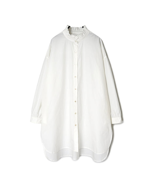 INSL26732 60s POPLIN PLAIN FRILL COLLAR LONG SHIRTS
