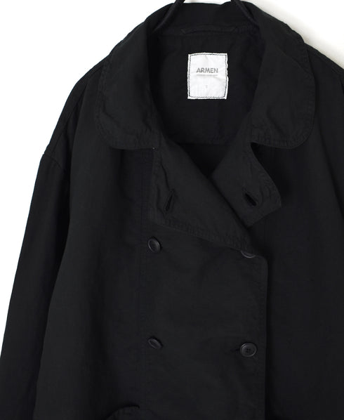 ISNAM2601D LINEN/COTTON PLAIN OVERDYE ROUND COLLAR DOUBLE JACKET