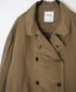 ISNAM2602D LINEN/COTTON PLAIN OVERDYE ROUND COLLAR DOUBLE LONG JACKET