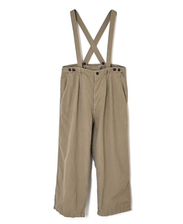 ISNAM2604D LINEN/COTTON PLAIN OVERDYE ADJUSTER TACK PANTS WITH SUSPENDERS