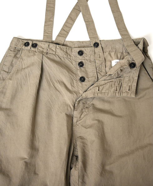 ISNAM2604D LINEN/COTTON PLAIN OVERDYE ADJUSTER TACK PANTS WITH SUSPENDERS