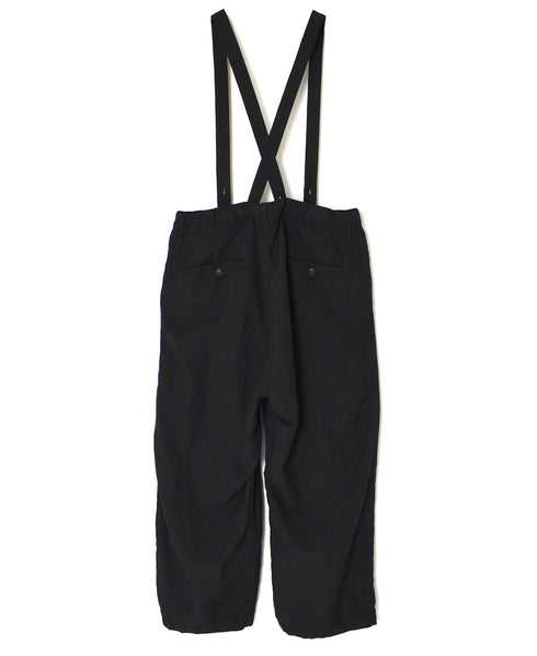 ISNAM2604D LINEN/COTTON PLAIN OVERDYE ADJUSTER TACK PANTS WITH SUSPENDERS
