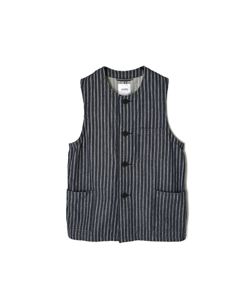 ISNAM2662W YARN DYED INDIGO 2STRIPE WASH VEST