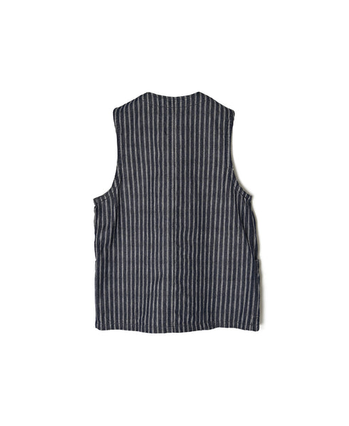 ISNAM2662W YARN DYED INDIGO 2STRIPE WASH VEST