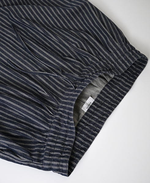 ISNAM2663W YARN DYED INDIGO 2STRIPE WASH PLEATED SKIRT
