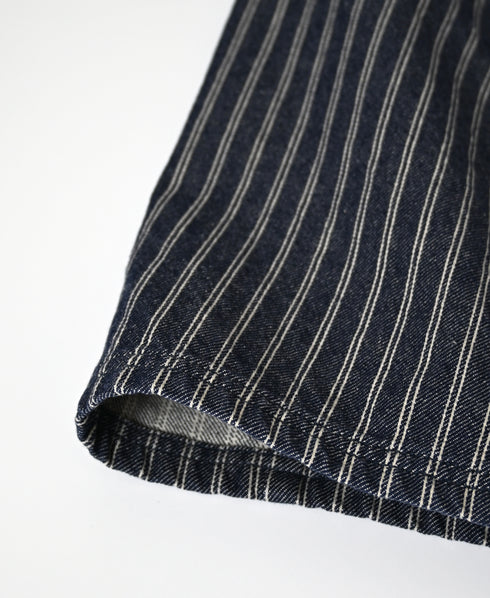ISNAM2663W YARN DYED INDIGO 2STRIPE WASH PLEATED SKIRT