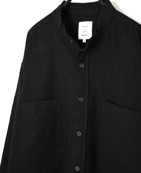 MDSH26531 BOILED WOOL PLAIN BANDED COLLAR JACKET