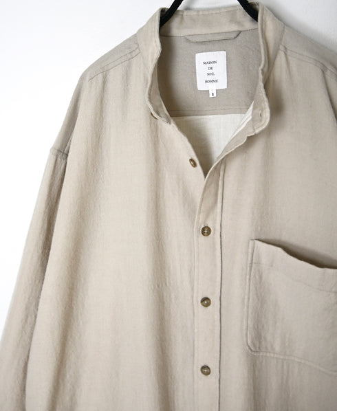 MDSH26532 BOILED WOOL PLAIN BANDED COLLAR COAT