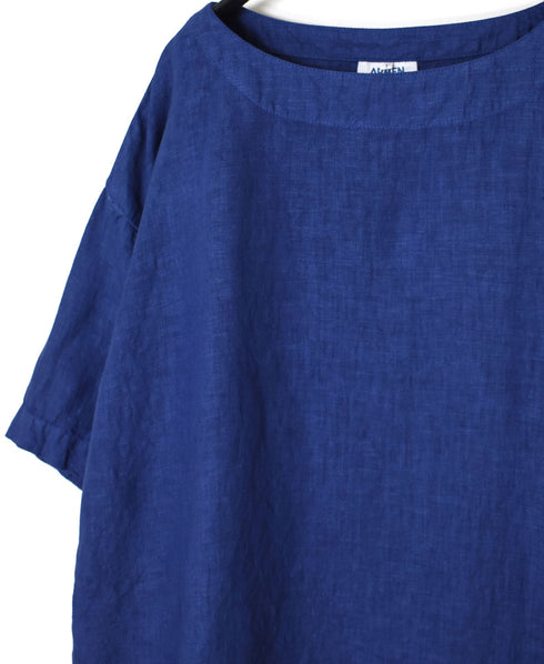 NAM1631LP LINEN PLAIN OVERDYE BOAT NECK S/SL SHIRT