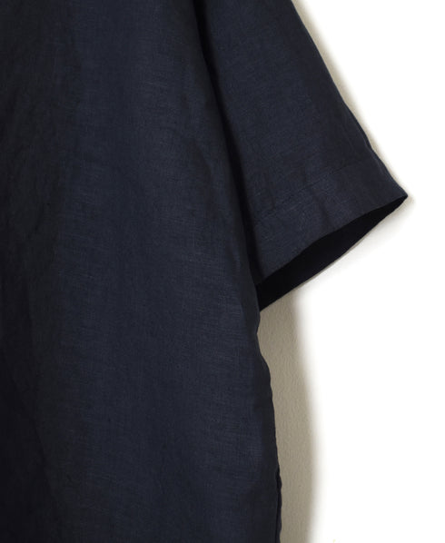 NAM1631LP LINEN PLAIN OVERDYE BOAT NECK S/SL SHIRT