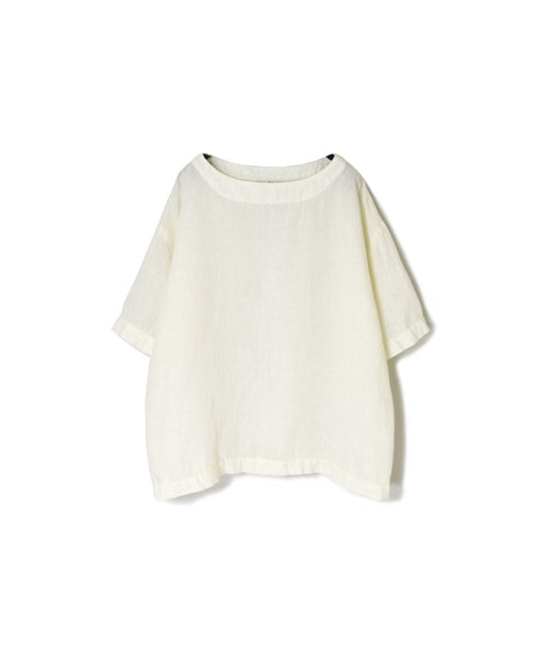 NAM1631LP LINEN PLAIN OVERDYE BOAT NECK S/SL SHIRT