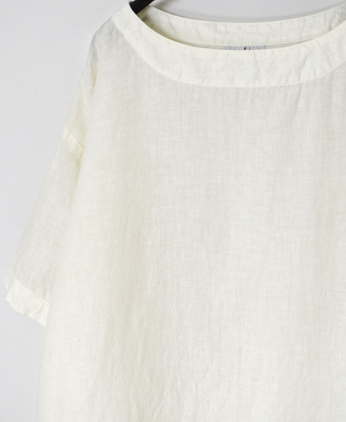 NAM1631LP LINEN PLAIN OVERDYE BOAT NECK S/SL SHIRT