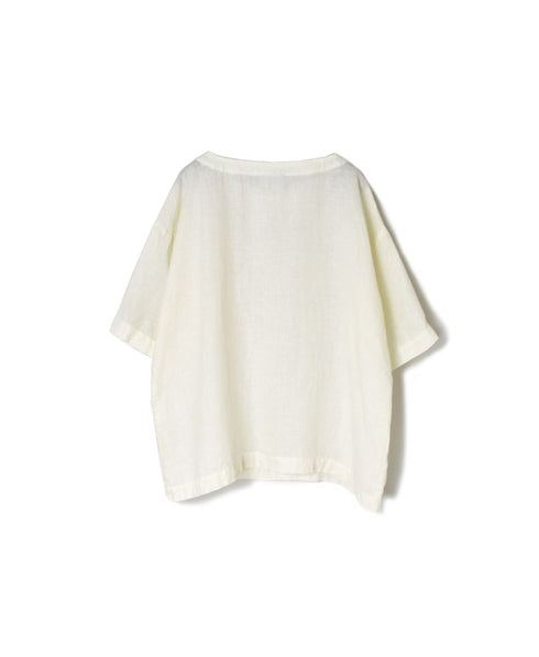 NAM1631LP LINEN PLAIN OVERDYE BOAT NECK S/SL SHIRT