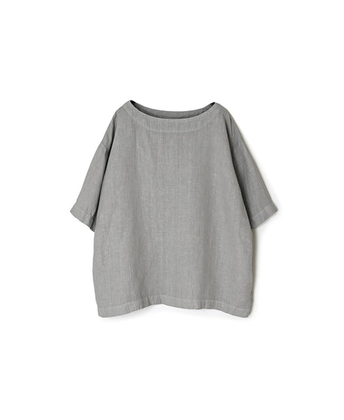 NAM1631LP LINEN PLAIN OVERDYE BOAT NECK S/SL SHIRT