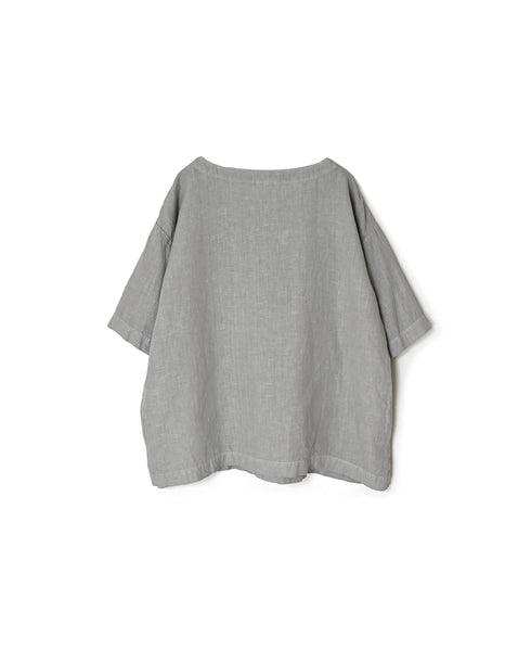 NAM1631LP LINEN PLAIN OVERDYE BOAT NECK S/SL SHIRT