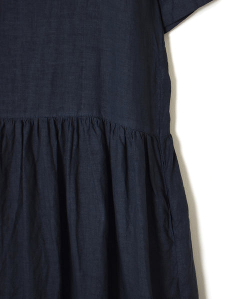 NAM1632LP LINEN PLAIN OVERDYE BOAT NECK S/SL ONE-PIECE