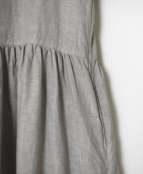 NAM1632LP LINEN PLAIN OVERDYE BOAT NECK S/SL ONE-PIECE