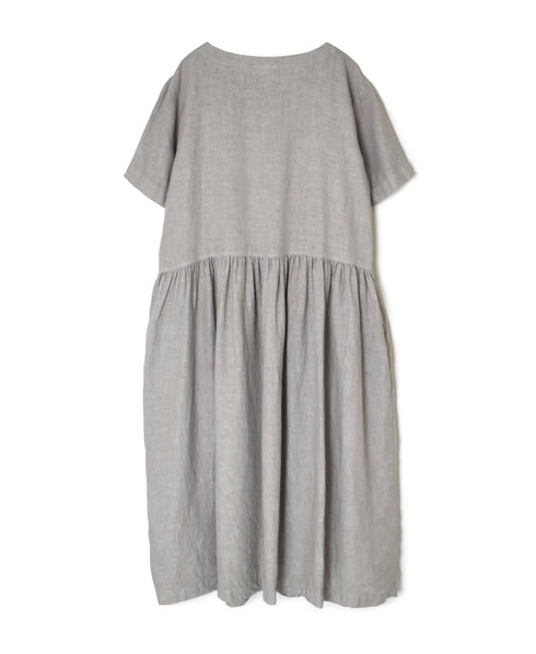 NAM1632LP LINEN PLAIN OVERDYE BOAT NECK S/SL ONE-PIECE