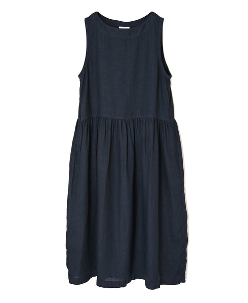 NAM1633LP LINEN PLAIN (OVERDYE) BOAT NECK NO/SL ONE-PIECE