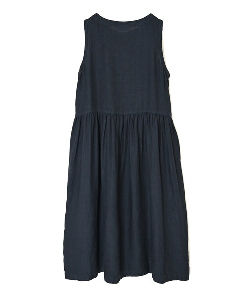 NAM1633LP LINEN PLAIN (OVERDYE) BOAT NECK NO/SL ONE-PIECE