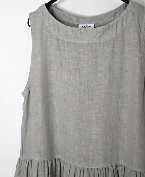 NAM1633LP LINEN PLAIN (OVERDYE) BOAT NECK NO/SL ONE-PIECE