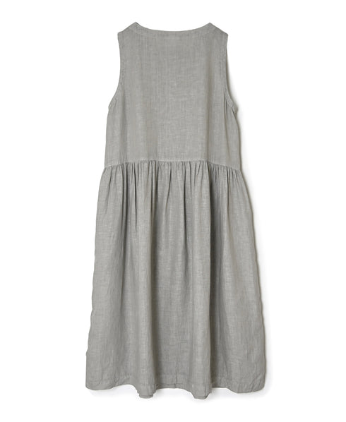 NAM1633LP LINEN PLAIN (OVERDYE) BOAT NECK NO/SL ONE-PIECE