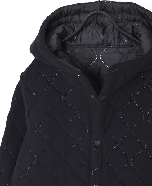 NAM2556 PLAIN POLYESTER×FLEECE REVERSIBLE HIGH COLLAR HOODED JACKET