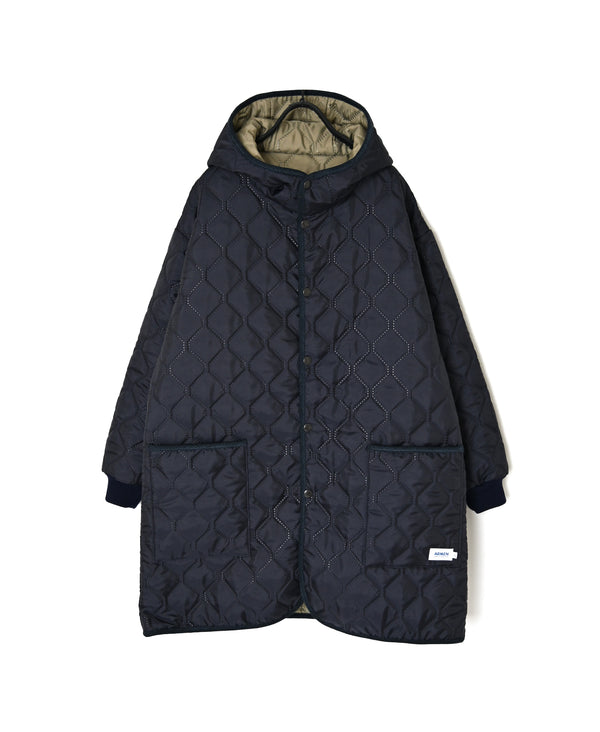 NAM2562PP PLAIN POLYESTER×PLAIN POLYESTER OVERSIZED MID-LENGTH HOODED COAT WITH RIBBED CUFF
