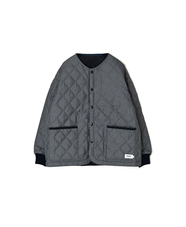 NAM2651PP POLYESTER × POLYESTER OVERSIZED NO COLLAR JACKET WITH RIBBED CUFF