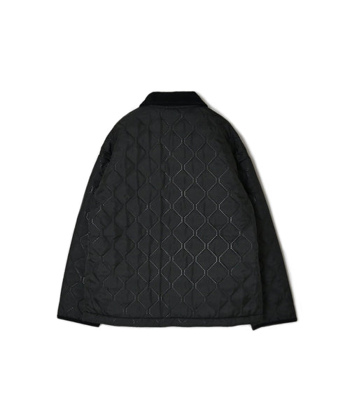 NAM2661 POLYESTER × FLEECE HEAT QUILT OVERSIZED STAND FALL COLLAR JACKET