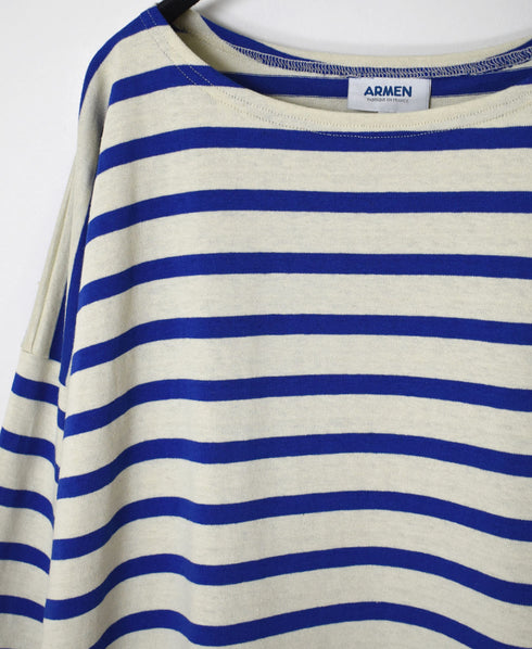 NLA2351 REGULAR STRIPE OVERSIZE L/SL BOAT-NECK BASQUE SHIRT