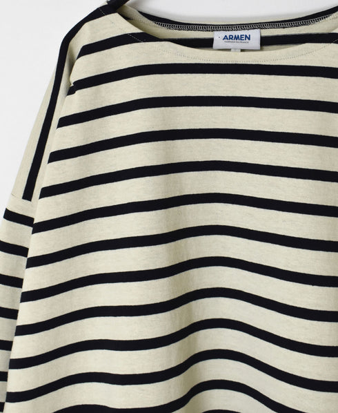 NLA2351 REGULAR STRIPE OVERSIZE L/SL BOAT-NECK BASQUE SHIRT