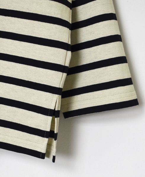 NLA2351 REGULAR STRIPE OVERSIZE L/SL BOAT-NECK BASQUE SHIRT