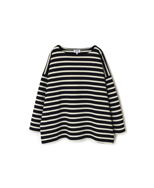 NLA2351 REGULAR STRIPE OVERSIZE L/SL BOAT-NECK BASQUE SHIRT