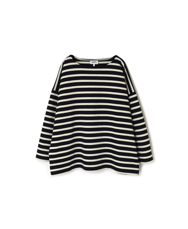 NLA2351 REGULAR STRIPE OVERSIZE L/SL BOAT-NECK BASQUE SHIRT