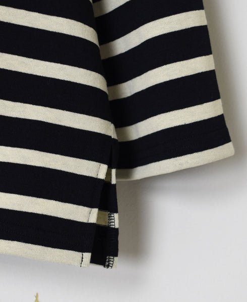 NLA2351 REGULAR STRIPE OVERSIZE L/SL BOAT-NECK BASQUE SHIRT