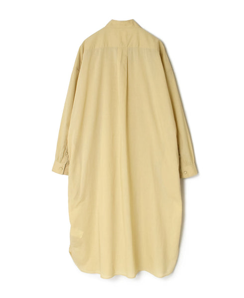 NMDS23621 60'S ORGANIC CAMBRIC BANDED COLLAR MAXI SHIRT