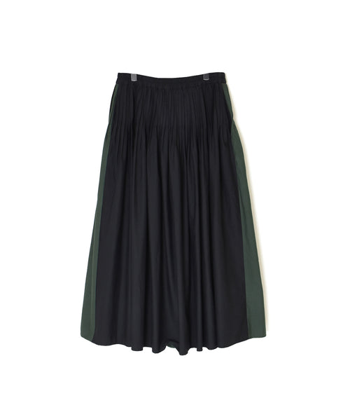 NMDS24641 40s ORGANIC POPLIN (PATCHWORK) PINTUCK FLARED SKIRT WITH PATCH WORK