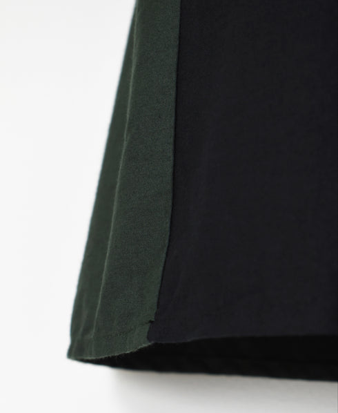 NMDS24641 40s ORGANIC POPLIN (PATCHWORK) PINTUCK FLARED SKIRT WITH PATCH WORK