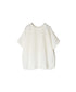 NMDS25242 80s POWER LOOM LINEN PLAIN BACK OPENING CREW-NECK S/SL EMB SHIRT