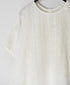 NMDS25242 80s POWER LOOM LINEN PLAIN BACK OPENING CREW-NECK S/SL EMB SHIRT