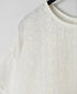 NMDS25242 80s POWER LOOM LINEN PLAIN BACK OPENING CREW-NECK S/SL EMB SHIRT