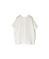 NMDS25242 80s POWER LOOM LINEN PLAIN BACK OPENING CREW-NECK S/SL EMB SHIRT