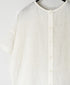 NMDS25242 80s POWER LOOM LINEN PLAIN BACK OPENING CREW-NECK S/SL EMB SHIRT