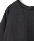 NMDS25242 80s POWER LOOM LINEN PLAIN BACK OPENING CREW-NECK S/SL EMB SHIRT