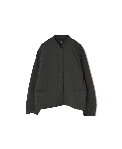 NMDS262119D 60s STITCHED ORGANIC CAMBRIC OVERDYE STAND COLLAR FLY FRONT JACKET