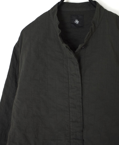 NMDS262119D 60s STITCHED ORGANIC CAMBRIC OVERDYE STAND COLLAR FLY FRONT JACKET