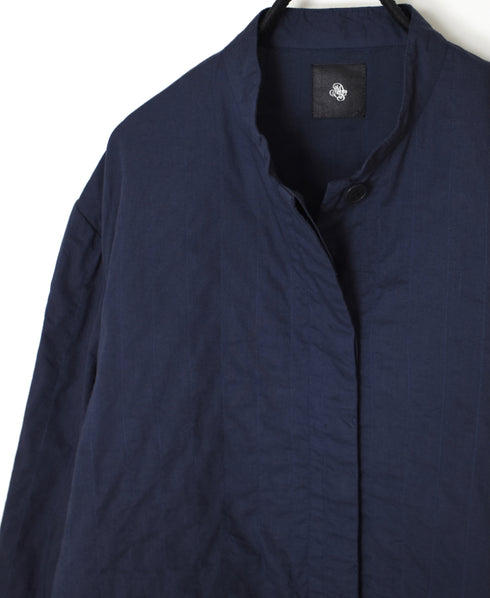 NMDS26211 60s STITCHED ORGANIC CAMBRIC STAND COLLAR FLY FRONT JACKET